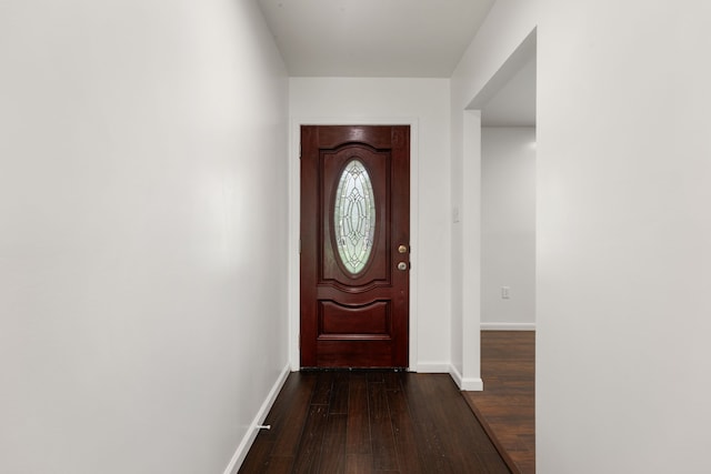 entryway featuring dark wood-type flooring