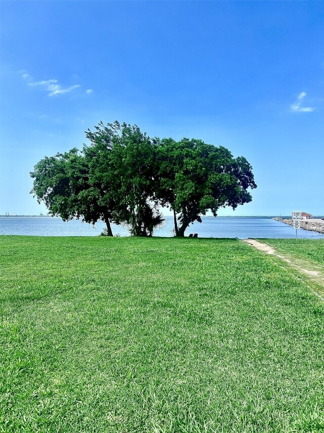 view of yard with a water view