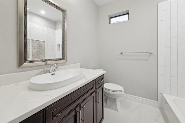 full bathroom featuring vanity, shower / bathtub combination, and toilet