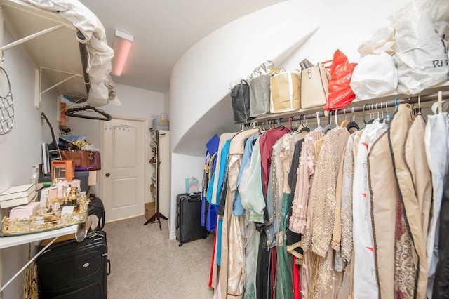 spacious closet with light carpet