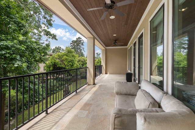 balcony with ceiling fan