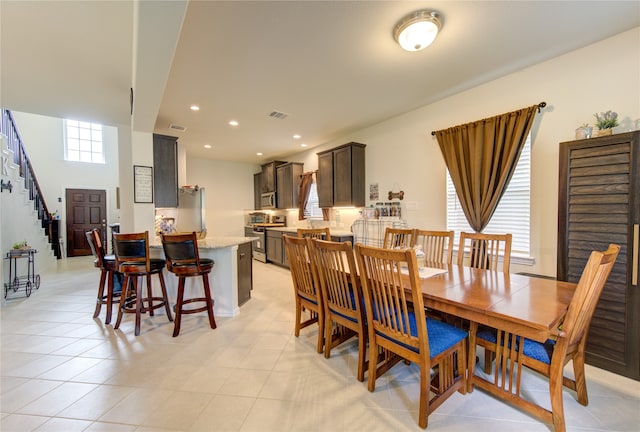 view of tiled dining space