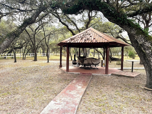 view of home's community featuring a patio area and a gazebo