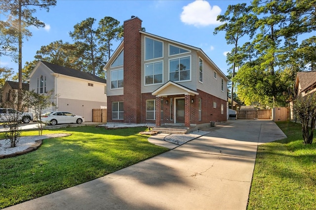 view of front facade with a front lawn