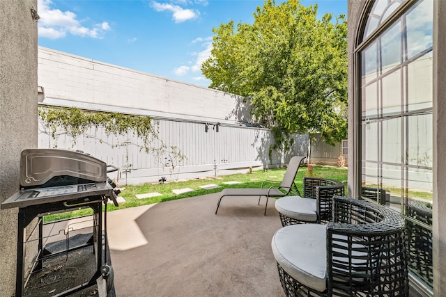 view of patio / terrace with a grill