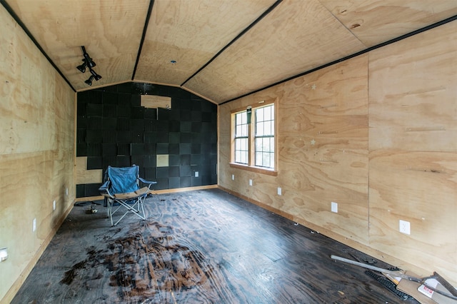 spare room featuring vaulted ceiling