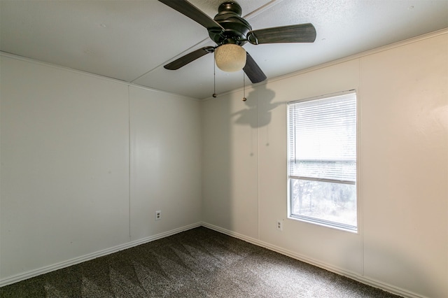 spare room with carpet and ceiling fan