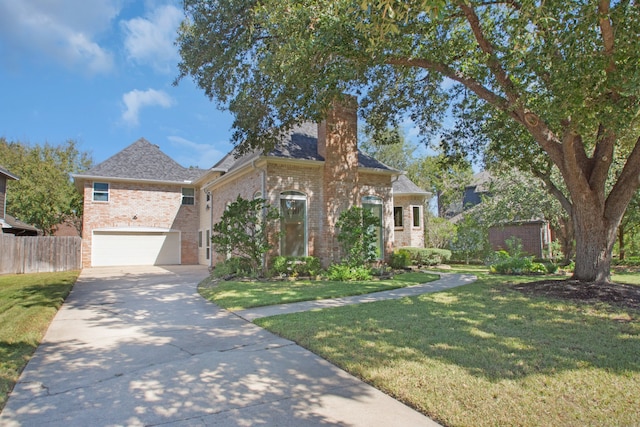 view of front of home featuring a garage and a front yard