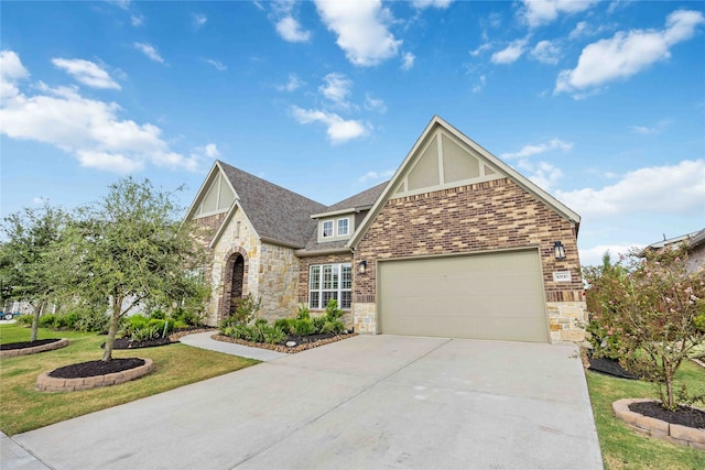 view of front of home with a garage and a front yard