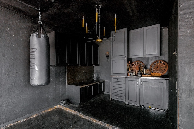 kitchen featuring gray cabinetry