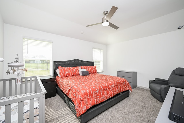 bedroom with carpet and ceiling fan