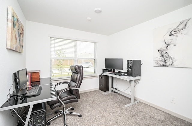 view of carpeted home office