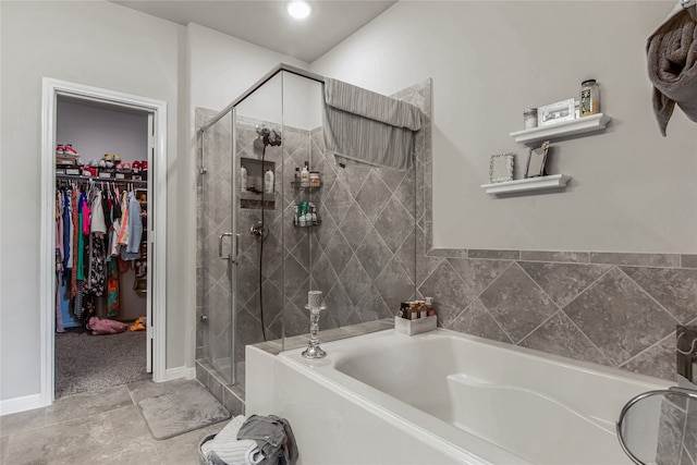 bathroom with independent shower and bath