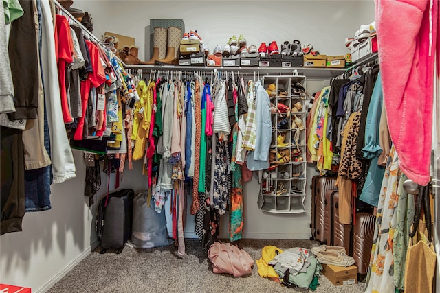 spacious closet with carpet floors