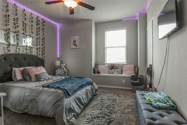 bedroom with carpet and ceiling fan