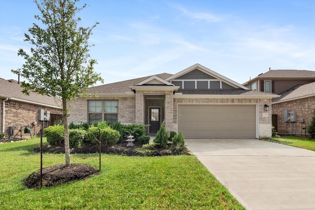 view of front facade with a front lawn and a garage