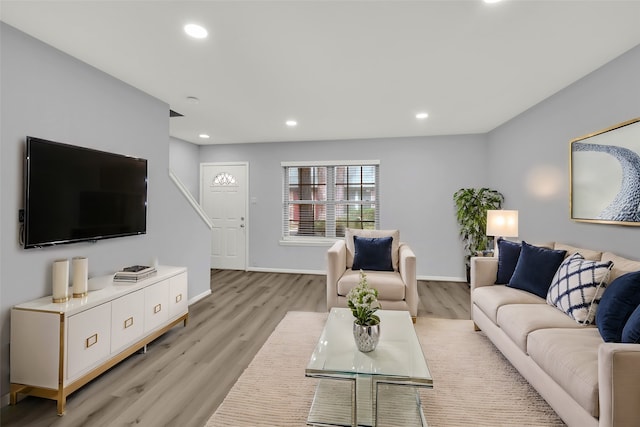 living room featuring light hardwood / wood-style floors