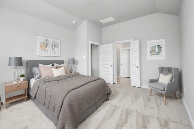 22126 Oceania Shores Dr, Hockley, TX 77447 - carpeted bedroom with lofted ceiling and baseboards