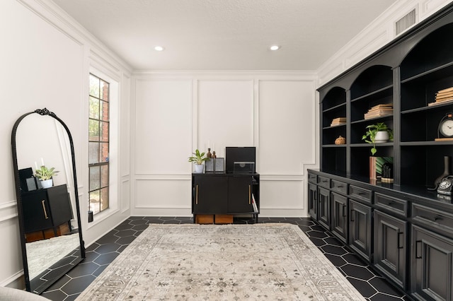 15007 Terrace Oaks Dr, Houston, TX 77068 - office space featuring a decorative wall, crown molding, and recessed lighting