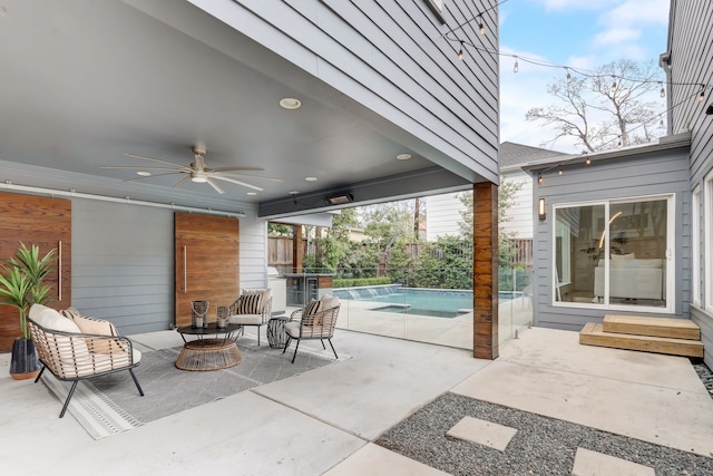 view of patio with an outdoor living space