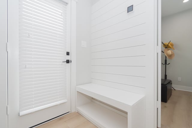 mudroom featuring light wood-type flooring