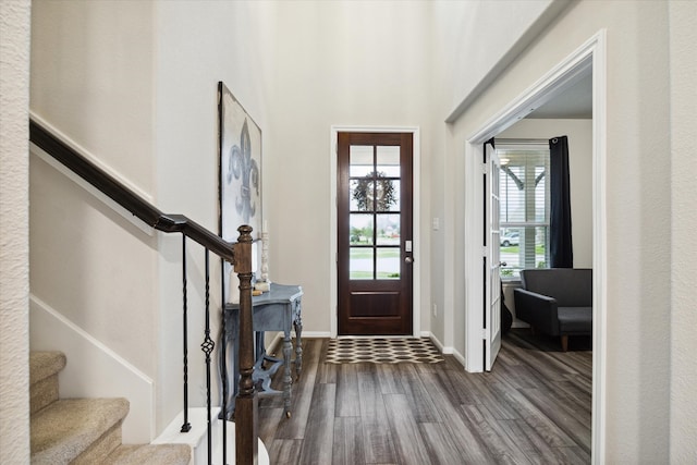 foyer with wood-type flooring