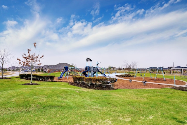 view of play area with a lawn