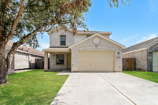 front of property with a garage and a front yard