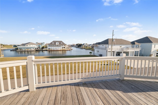 deck with a water view