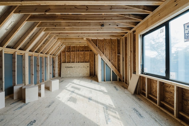 view of unfinished attic