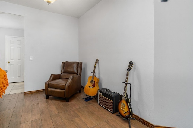 living area with light wood-type flooring