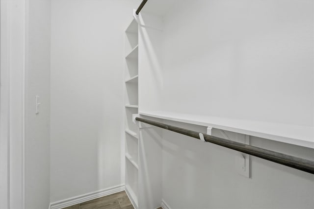 walk in closet featuring wood-type flooring