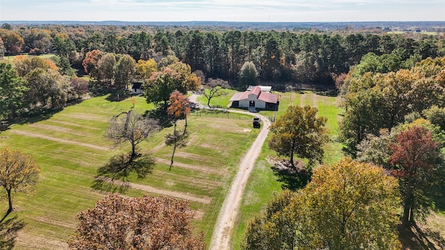 drone / aerial view with a rural view