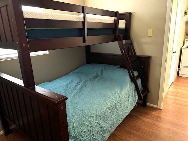 bedroom with light hardwood / wood-style flooring