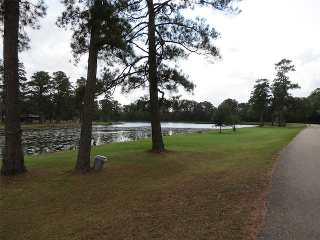 view of home's community featuring a yard and a water view