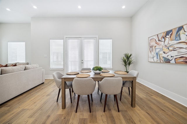 dining room with light hardwood / wood-style flooring