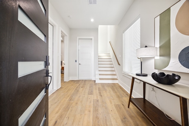 foyer featuring light wood-type flooring