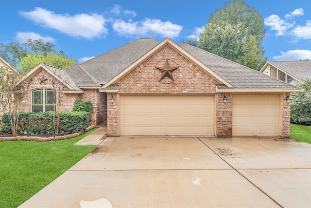 view of front of home with a garage and a front yard