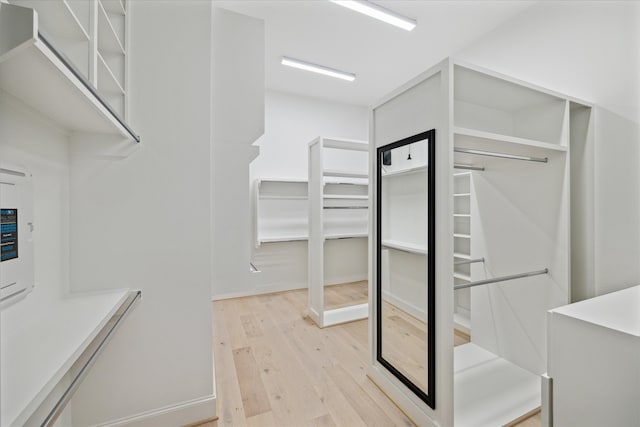 spacious closet with light wood-type flooring