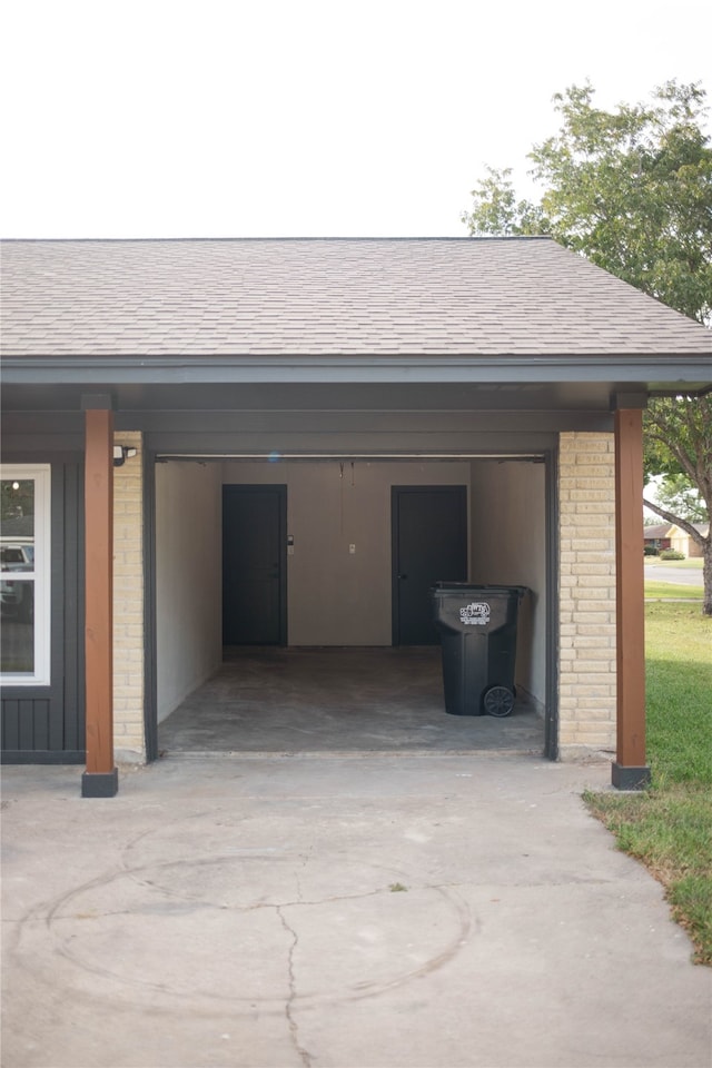 view of garage