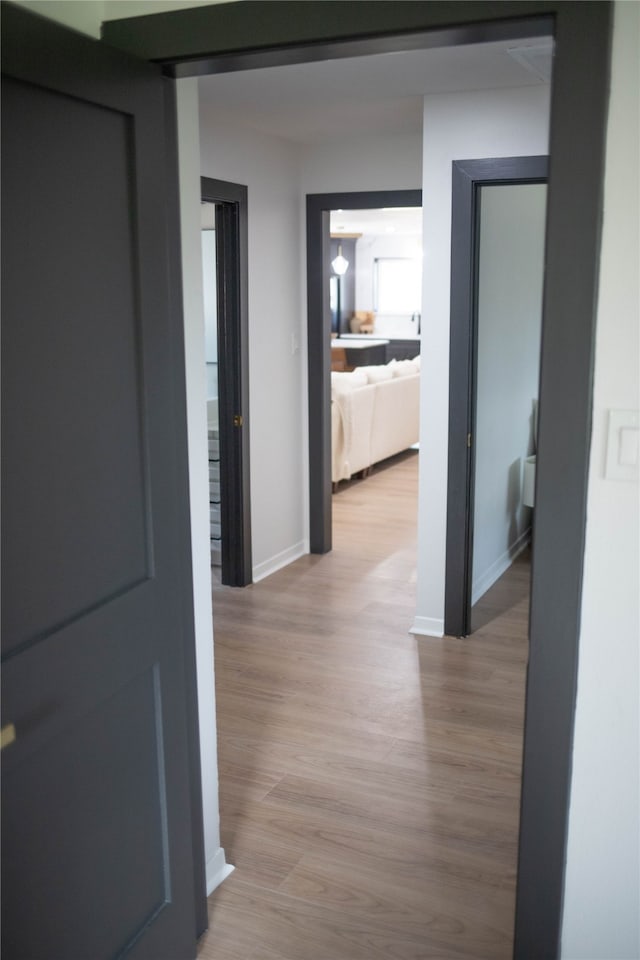 corridor featuring light hardwood / wood-style flooring