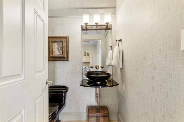 bathroom featuring toilet and sink