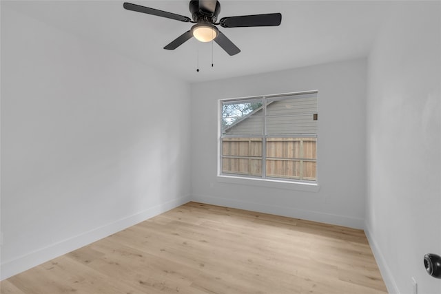 unfurnished room featuring ceiling fan and light hardwood / wood-style flooring