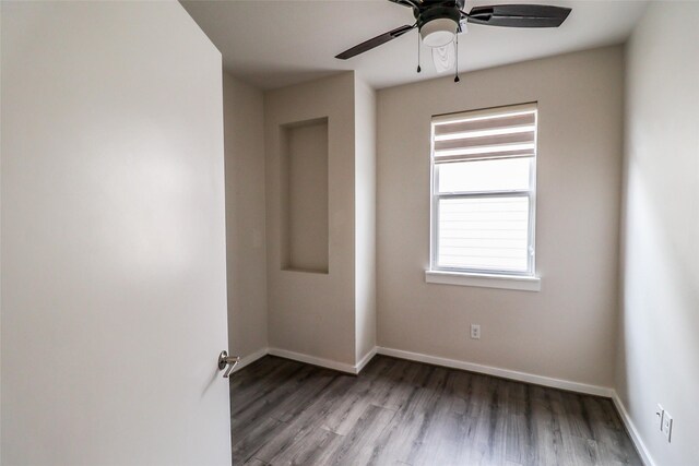 4508 Clover St, Houston, TX 77051 - unfurnished room with wood finished floors, baseboards, and ceiling fan