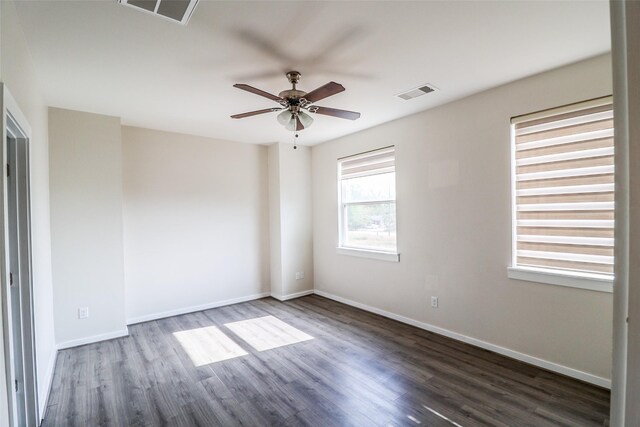 4508 Clover St, Houston, TX 77051 - empty room with wood finished floors, baseboards, and a ceiling fan