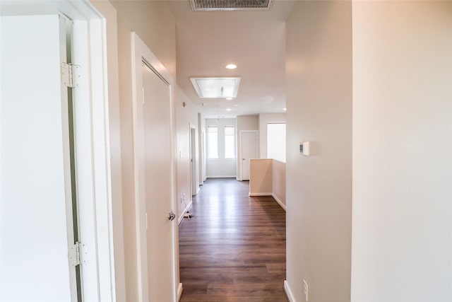 hall featuring dark hardwood / wood-style flooring