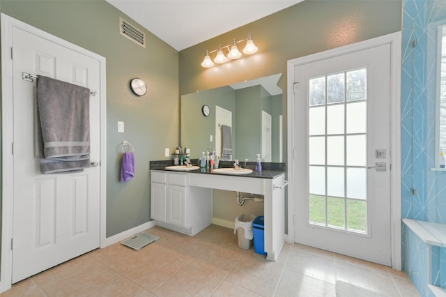 bathroom featuring vanity and tile patterned floors