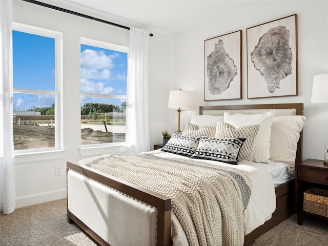 bedroom with carpet flooring and multiple windows