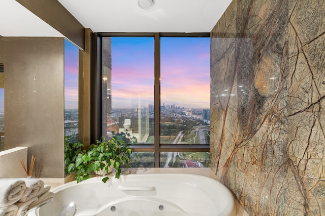 bathroom featuring a bath and plenty of natural light