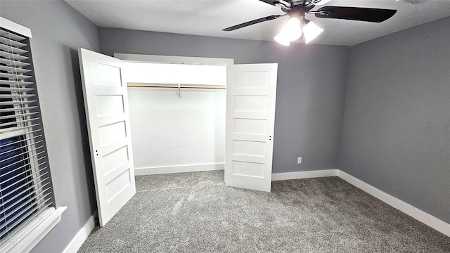 4526 Dixie Dr, Houston, TX 77021 - unfurnished bedroom with carpet, baseboards, ceiling fan, and a closet